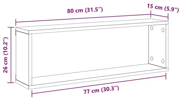 Kockaste zidne police 4 kom boja betona 80x15x26 5 cm drvene - Beton siva 80 x 15 x 26.5 cm 4 1