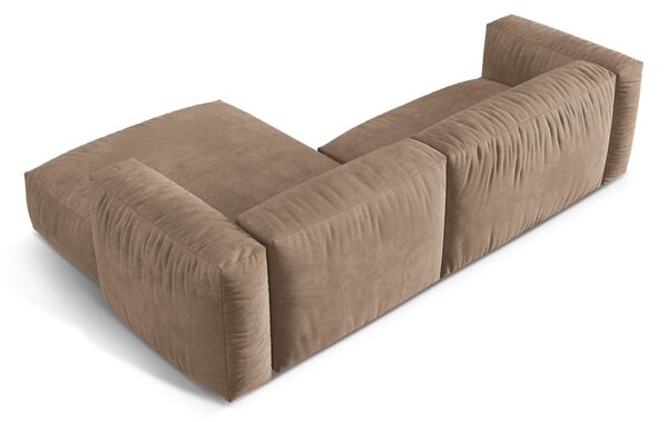 Svjetlo smeđa baršunasti kutna garnitura (s desnim kutom/s ležaljkom) Martina – Micadoni