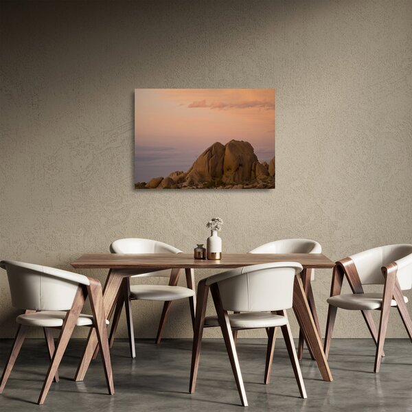 Staklena slika zalaska sunca u stijenama (70x50 cm)