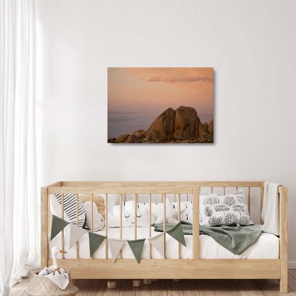 Staklena slika zalaska sunca u stijenama (70x50 cm)