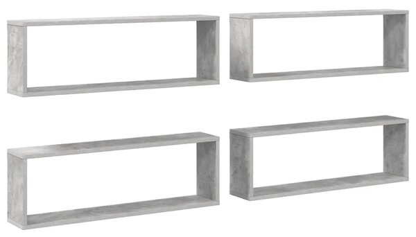 Kockaste zidne police 4 kom boja betona 80x15x26 5 cm drvene - Beton siva 80 x 15 x 26.5 cm 4 1