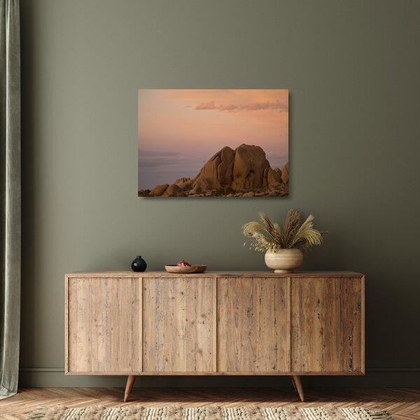 Staklena slika zalaska sunca u stijenama (70x50 cm)