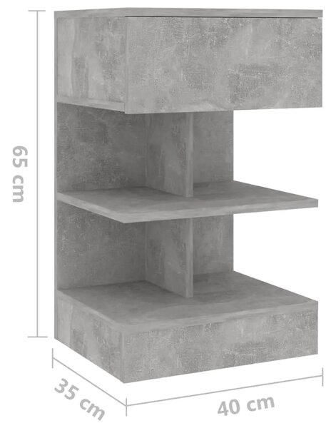 Noćni ormarići 2 kom siva boja betona 40 x 35 x 65 cm - Beton siva 2 Beton siva 2