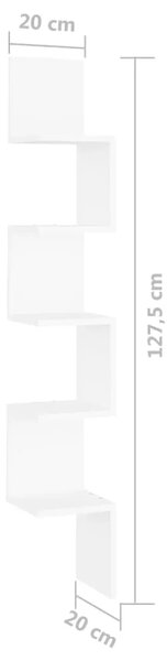 Zidne kutne police bijele 20 x 20 x 127 5 cm konstruirano drvo - Bijela 20 x 20 x 127.5 cm 1 1