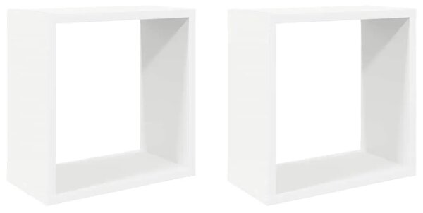 Kockaste zidne police 2 kom bijele 30 x 15 x 30 cm - Bijela 30 x 15 x 30 cm 2 1