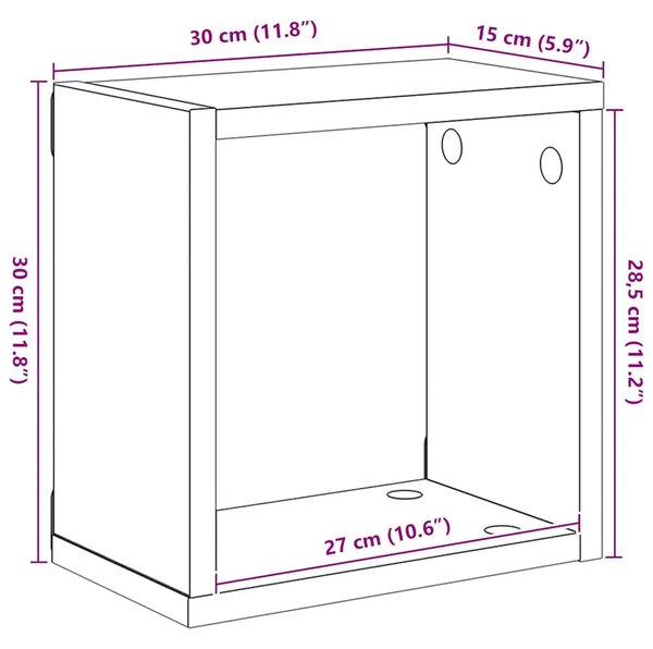 Kockaste zidne police 2 kom bijele 30 x 15 x 30 cm - Bijela 30 x 15 x 30 cm 2 1