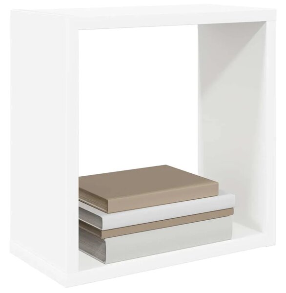 Kockaste zidne police 2 kom bijele 30 x 15 x 30 cm - Bijela 30 x 15 x 30 cm 2 1