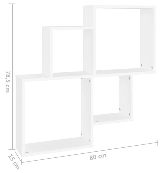 Kockaste zidne police bijele 80x15x78 5 cm konstruirano drvo - Bijela 1 1 Bijela