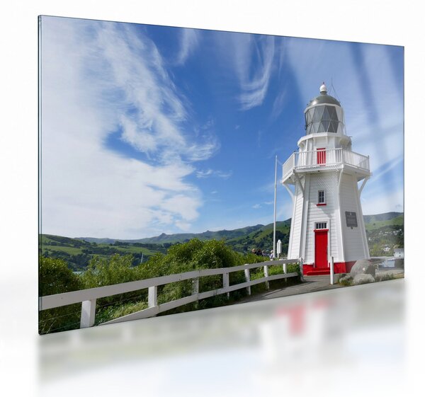 Staklena slika svjetionika Akaroa, Novi Zeland (70x50 cm)