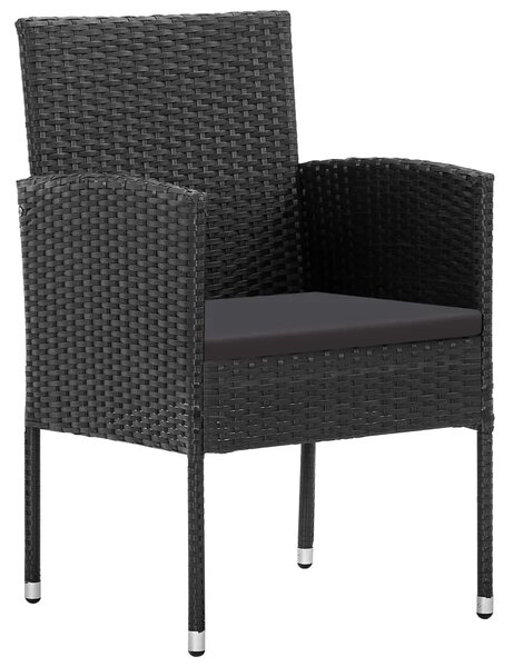 Vrtna garnitura - 5-dijelni vrtni blagovaonski set od poliratana crni - Crna Dužina stola 80 cm 4 Crna