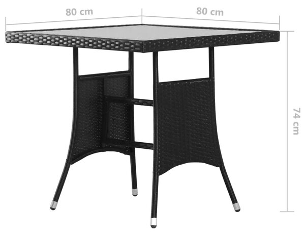 Vrtna garnitura - 5-dijelni vrtni blagovaonski set od poliratana crni - Crna Dužina stola 80 cm 4 Crna