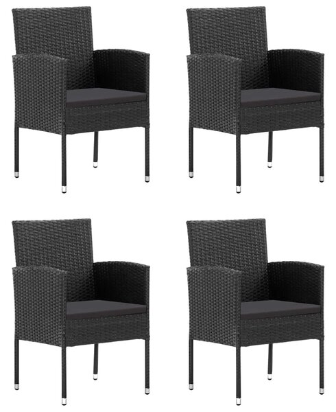 Vrtna garnitura - 5-dijelni vrtni blagovaonski set od poliratana crni - Crna Dužina stola 80 cm 4 Crna