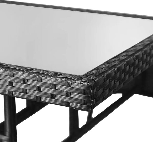 Vrtna garnitura - 5-dijelni vrtni blagovaonski set od poliratana crni - Crna Dužina stola 80 cm 4 Crna