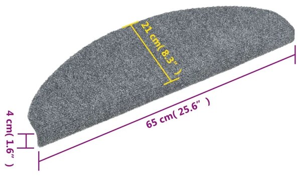 Prostirke za stepenice samoljepljive 10 kom 65x21x4 cm svijetlo sive poluokrugle velike - Svjetlosiva 65 x 21 x 4 cm 10 Sv