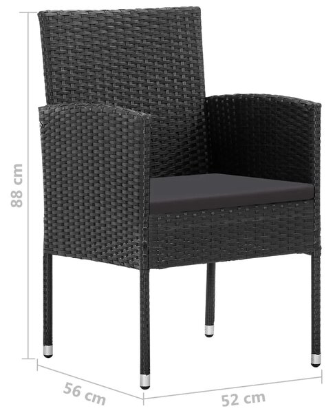 Vrtna garnitura - 5-dijelni vrtni blagovaonski set od poliratana crni - Crna Dužina stola 80 cm 4 Crna