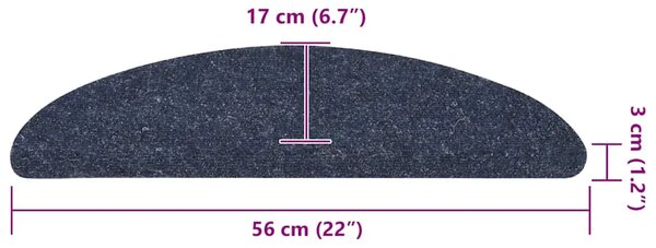 Prostirke za stepenice samoljepljive 10 kom 56x17x3 cm plave poluokrugle - Plava 56 x 17 x 3 cm 10 Plava