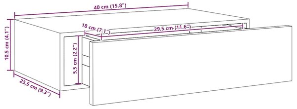Zidna polica s ladicom boja hrasta 40 x 23 5 x 10 cm MDF - Boja hrasta 40 x 23.5 x 10 cm 1 1