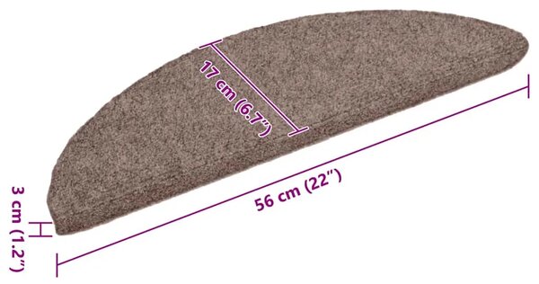Prostirke za stepenice samoljepljive 10 kom 56x17x3 cm svijetlosmeđe poluokrugle - Svjetlosmeđa 56 x 17 x 3 cm 10 Svjetlosm