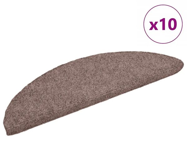 Prostirke za stepenice samoljepljive 10 kom 56x17x3 cm svijetlosmeđe poluokrugle - Svjetlosmeđa 56 x 17 x 3 cm 10 Svjetlosm