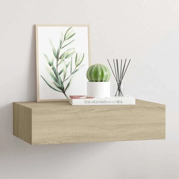 Zidna polica s ladicom boja hrasta 40 x 23 5 x 10 cm MDF - Boja hrasta 40 x 23.5 x 10 cm 1 1