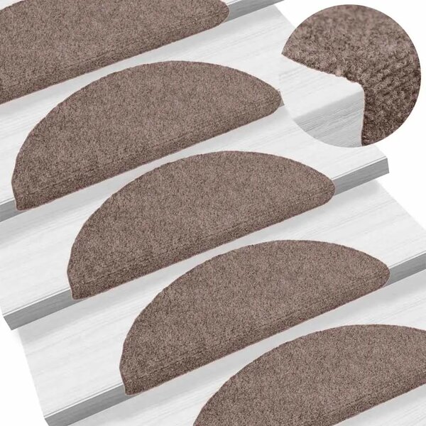 Prostirke za stepenice samoljepljive 10 kom 56x17x3 cm svijetlosmeđe poluokrugle - Svjetlosmeđa 56 x 17 x 3 cm 10 Svjetlosm