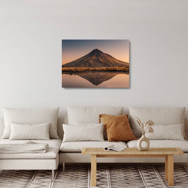 Staklena slika odsjaj planine Taranaki, Novi Zeland (70x50 cm)