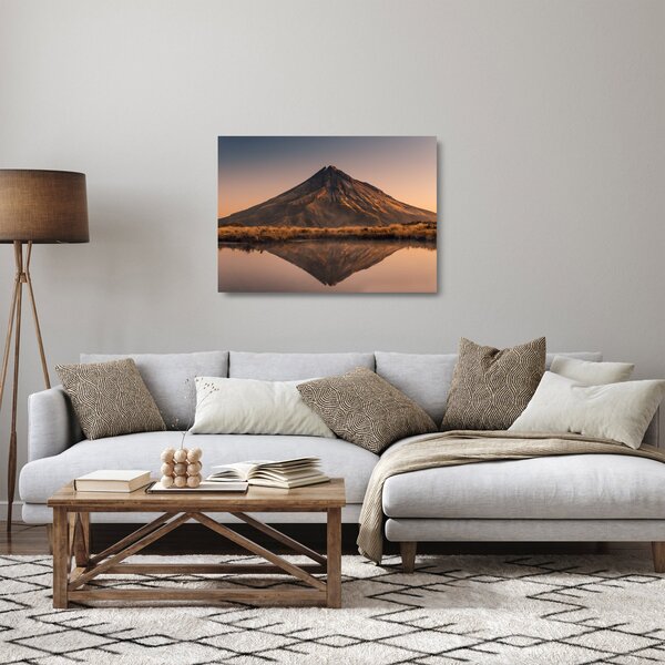 Staklena slika odsjaj planine Taranaki, Novi Zeland (70x50 cm)