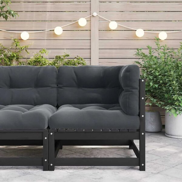 Kutna vrtna sofa s antracit jastucima od masivne borovine - Crna 1 kutna sofa Crna