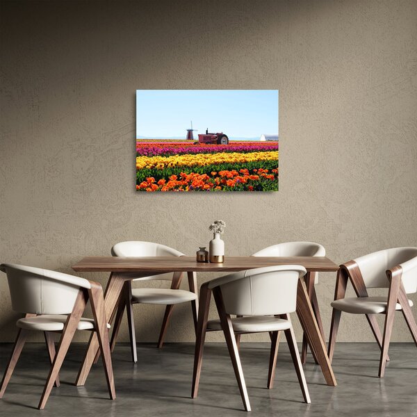Staklena slika farme tulipana (70x50 cm)