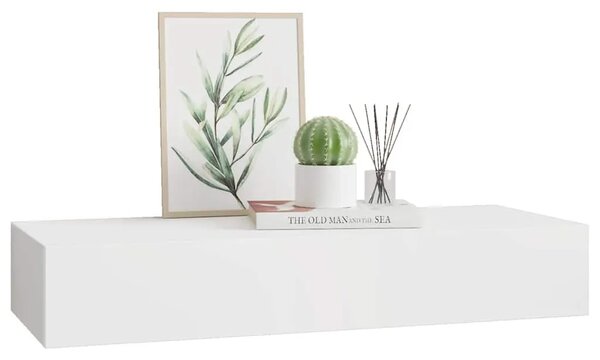 Zidna polica s ladicom bijela 60 x 23 5 x 10 cm MDF - Bijela 60 x 23.5 x 10 cm 1 1