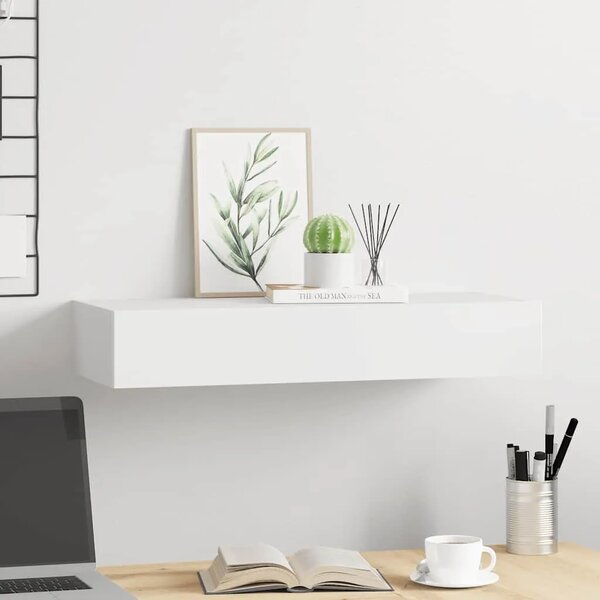 Zidna polica s ladicom bijela 60 x 23 5 x 10 cm MDF - Bijela 60 x 23.5 x 10 cm 1 1