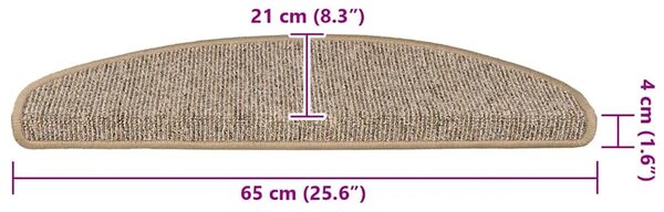 Prostirke za stepenice 15 kom 65x21x4 cm Smeđe poluokrugle velike - Smeđa 65 x 21 x 4 cm 15 Smeđa