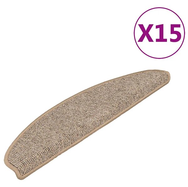 Prostirke za stepenice 15 kom 65x21x4 cm Smeđe poluokrugle velike - Smeđa 65 x 21 x 4 cm 15 Smeđa