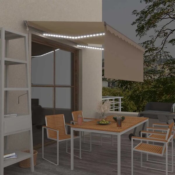 Automatska tenda s roletom i senzorom LED 3 x 2 5 m krem - Krema 3 x 2.5 m 1 Krema