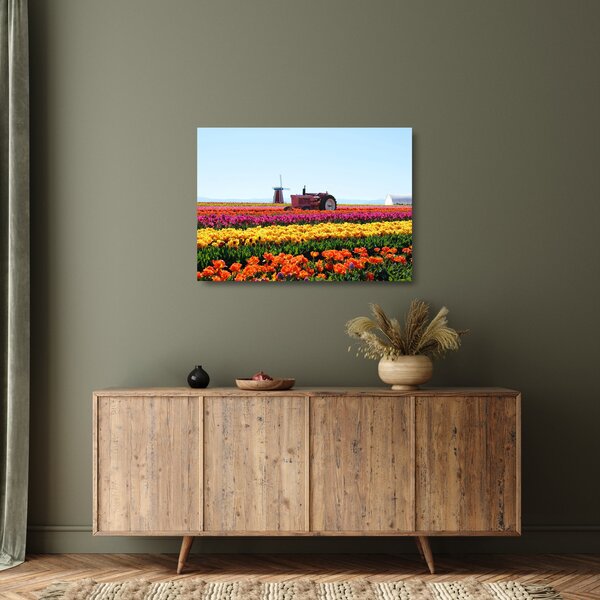 Staklena slika farme tulipana (70x50 cm)