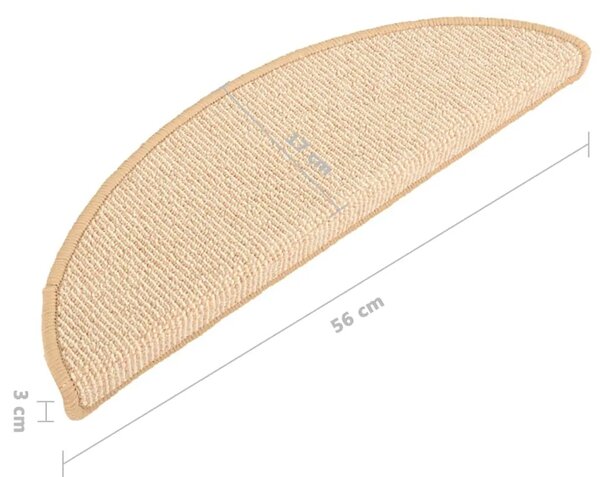 Prostirke za stepenice 15 kom 56x17x3 cm krem poluokrugle - Krema 56 x 17 x 3 cm 15 Krema