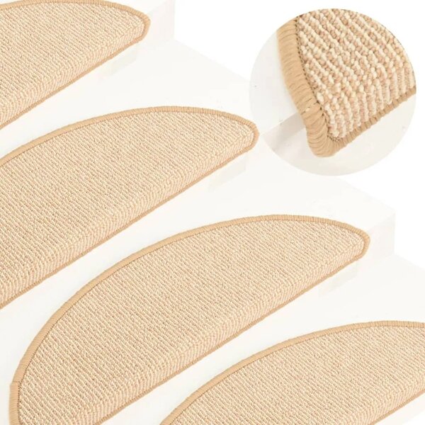 Prostirke za stepenice 15 kom 56x17x3 cm krem poluokrugle - Krema 56 x 17 x 3 cm 15 Krema