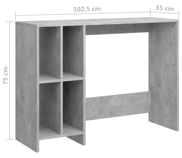 Stol za prijenosno računalo boja betona 102 5x35x75 cm drveni - Beton siva Beton siva