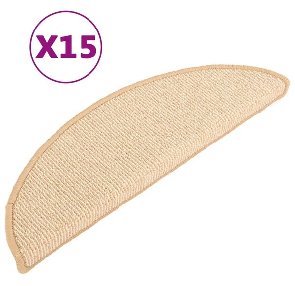 Prostirke za stepenice 15 kom 56x17x3 cm krem poluokrugle - Krema 56 x 17 x 3 cm 15 Krema