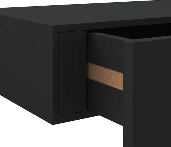 Zidne police s ladicom 2 kom crne 40 x 23 5 x 10 cm MDF - Crna 40 x 23.5 x 10 cm 2 1