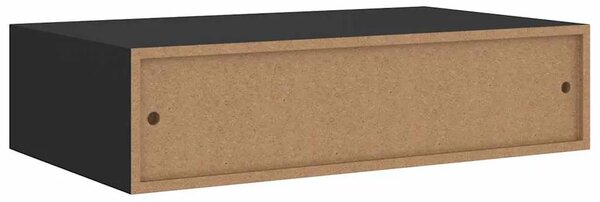 Zidne police s ladicom 2 kom crne 40 x 23 5 x 10 cm MDF - Crna 40 x 23.5 x 10 cm 2 1