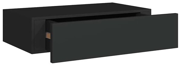 Zidne police s ladicom 2 kom crne 40 x 23 5 x 10 cm MDF - Crna 40 x 23.5 x 10 cm 2 1