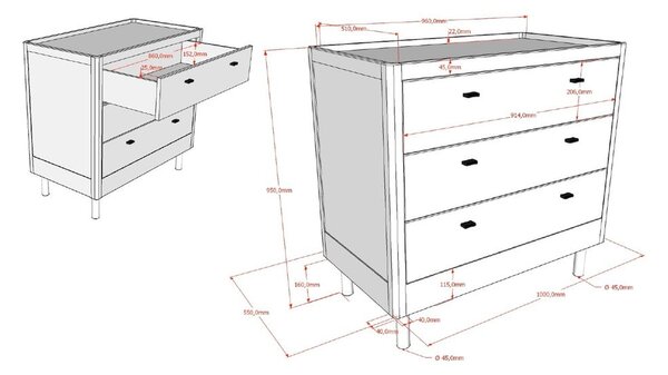 Bijela dječja komoda od masivne bukve 100x95x55 cm Forrest – Vipack