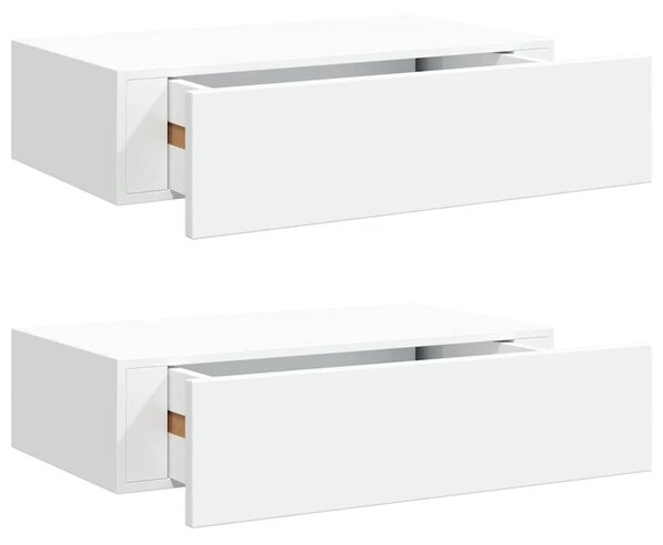 Zidne police s ladicom 2 kom bijele 40 x 23 5 x 10 cm MDF - Bijela 40 x 23.5 x 10 cm 2 1