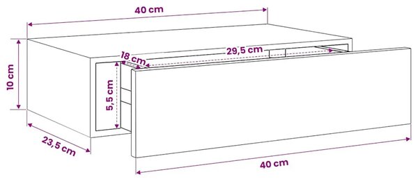 Zidna polica s ladicom bijela 40 x 23 5 x 10 cm MDF - Bijela 40 x 23.5 x 10 cm 1 1