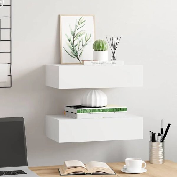Zidne police s ladicom 2 kom bijele 40 x 23 5 x 10 cm MDF - Bijela 40 x 23.5 x 10 cm 2 1