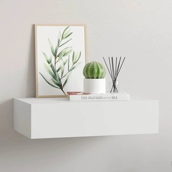 Zidna polica s ladicom bijela 40 x 23 5 x 10 cm MDF - Bijela 40 x 23.5 x 10 cm 1 1