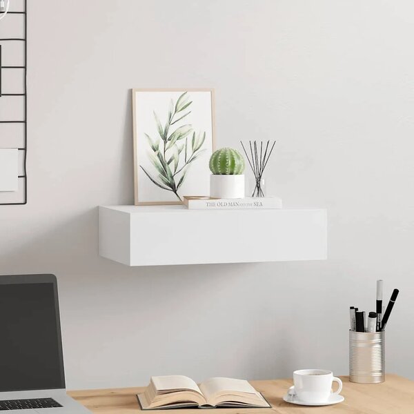 Zidna polica s ladicom bijela 40 x 23 5 x 10 cm MDF - Bijela 40 x 23.5 x 10 cm 1 1
