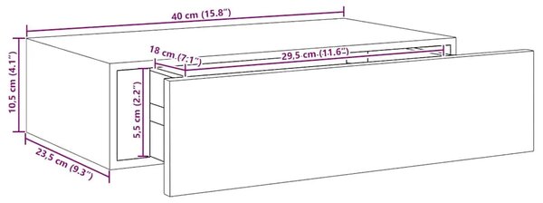 Zidne police s ladicom 2 kom bijele 40 x 23 5 x 10 cm MDF - Bijela 40 x 23.5 x 10 cm 2 1