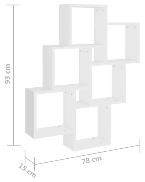 Kockaste zidne police bijele 78 x 15 x 93 cm konstruirano drvo - Bijela 1 1 Bijela